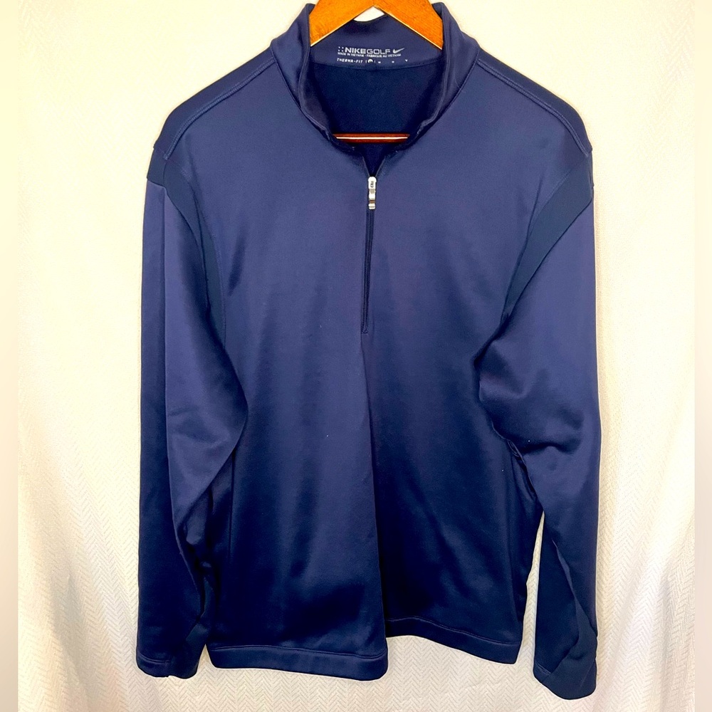 Nike Golf Navy Fleece-lined Therma-Fit sweatshirt 1/2 zip top Athletic M
